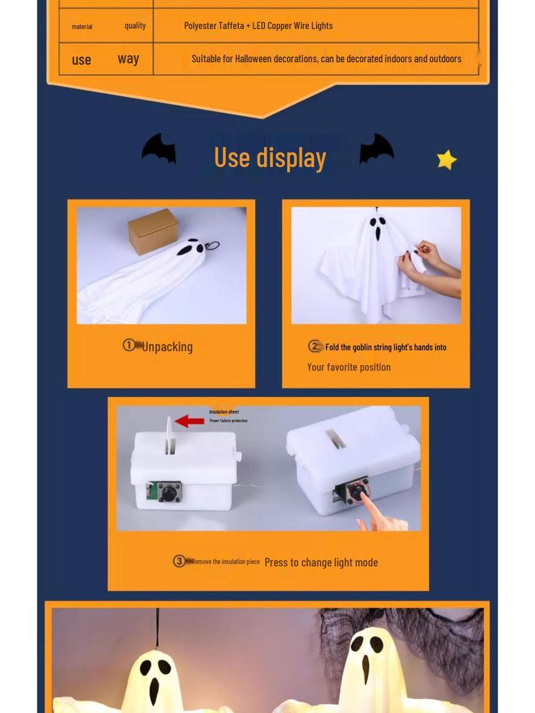 Halloween Leuchtende Geist LED Lichterketten für Außen Dekoration