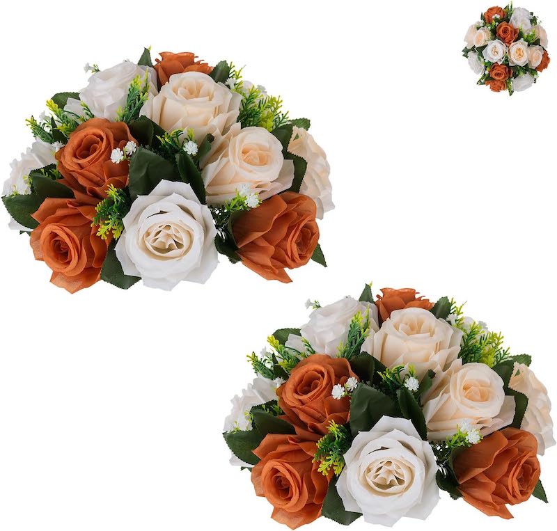Silk Flowers Bouquet Artificial Roses Table Centerpieces Weddings Decoration Flower Balls for Reception Event
