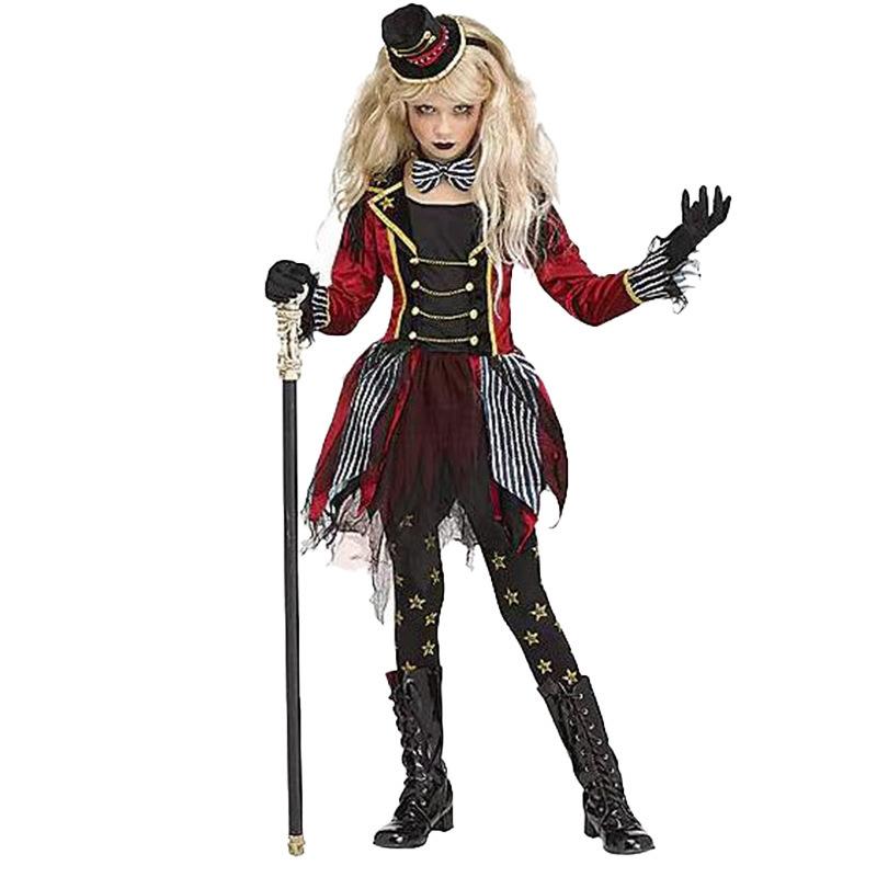 

Костюмы для Хэллоуина, ведьма, ветер, клоун, смешные детские костюмы для выступлений, костюмы для ролевых игр для сценических выступлений девочек 150cm