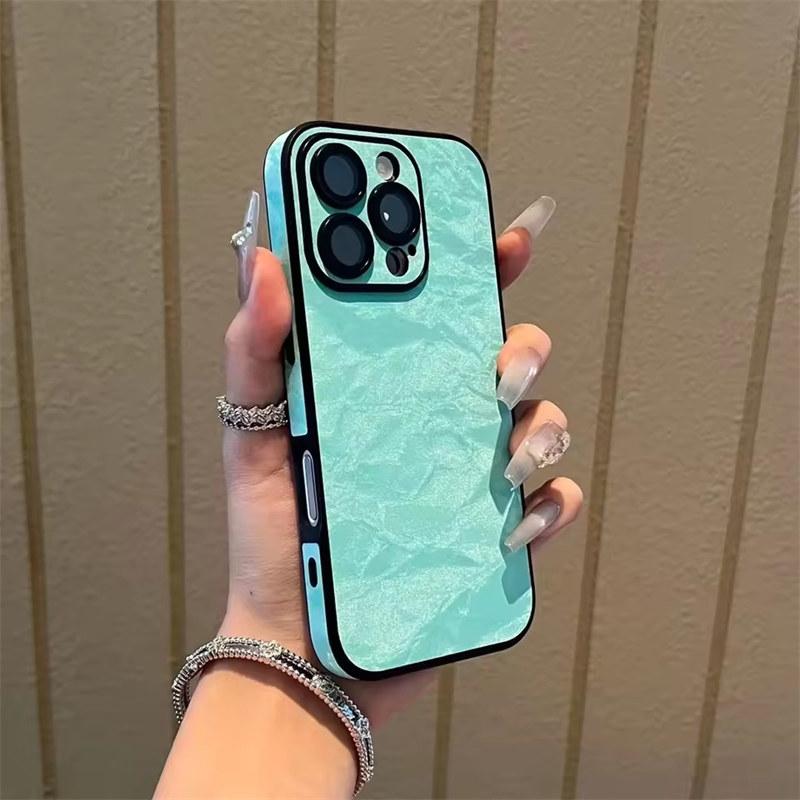 

Мягкий силиконовый кожаный чехол с рисунком снежных гор для iPhone 11/12/13/14/15/16 Pro Max Plus - противоударный бампер iPhone 15 Pro зелёный