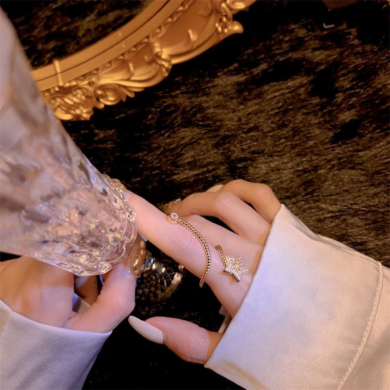 Elegant Star & Moon Open Ring - Chic, Unique, High-End Design for Women