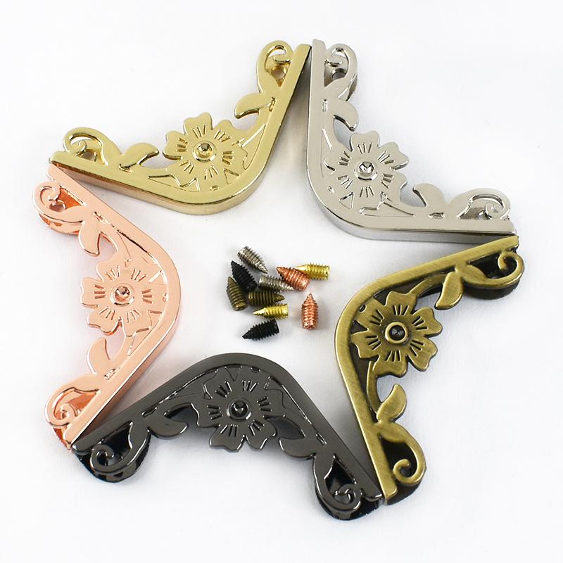 5pcs Metal Protector Corner Buckles For Bag Edging Clasp Screws Purse Book Cover Corners End Lock Hardware Accessories