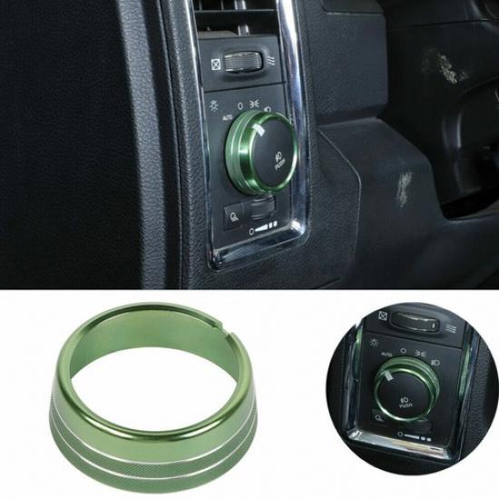 Headlight Switch Knob Trim Ring Bezel Green for Dodge RAM 1500 2010-17 Aluminum