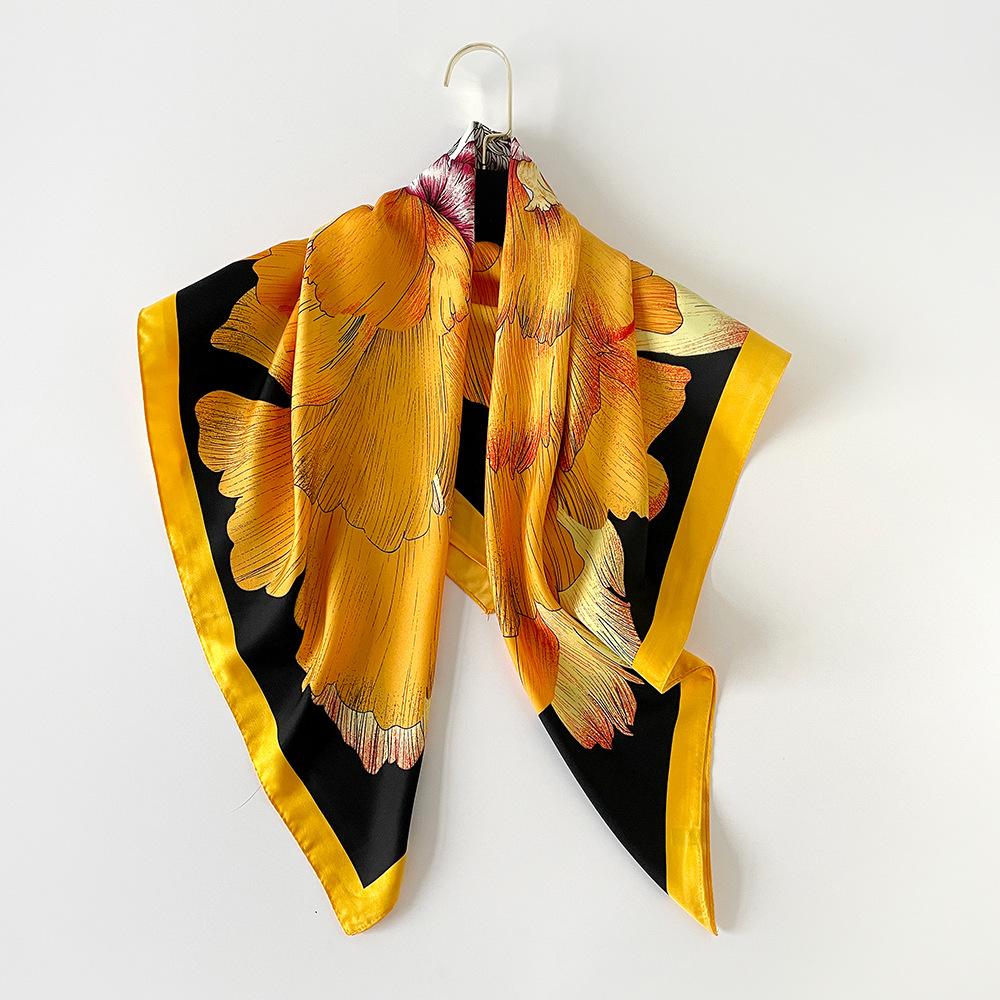 Alleskombinierbarer Seidenschal für Damen Persönlichkeit Seidenschal Modisch Hochwertiges Tuch Dünner Sonnenschutz Nackenschutz Temperament Bedruckter Schal