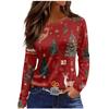 Women's 3D Floral Snowman Print Round Neck Long Sleeved Shirt