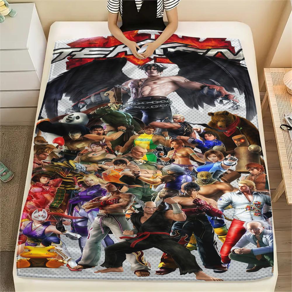 

Tekken Print Flannel Blanket, Warm Comfortable for Bedrooms, Sofas, Beds, Chairs, Picnics, Travel -HE75 75x90cm