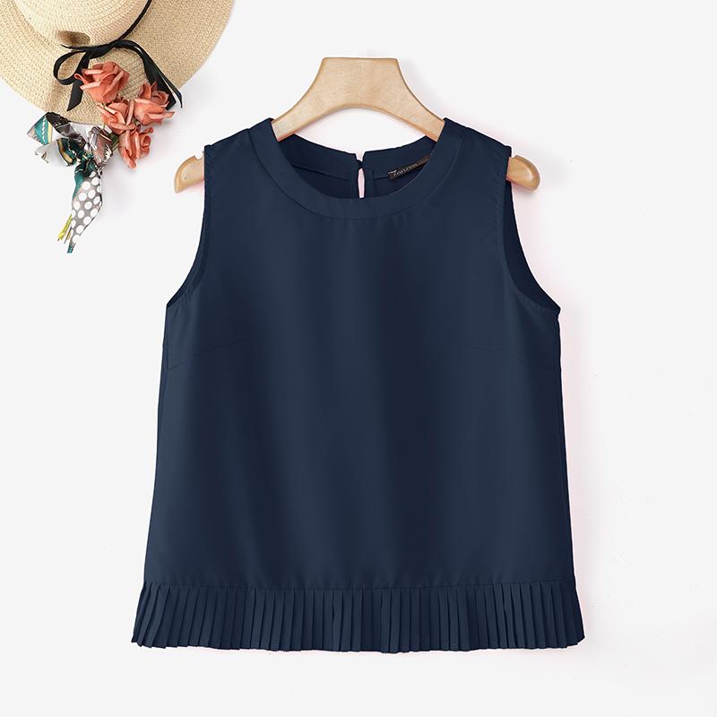 

ZANZEA Женские повседневные топы-майки без рукавов с круглым вырезом и однотонной расцветкой для лета 4XL синий