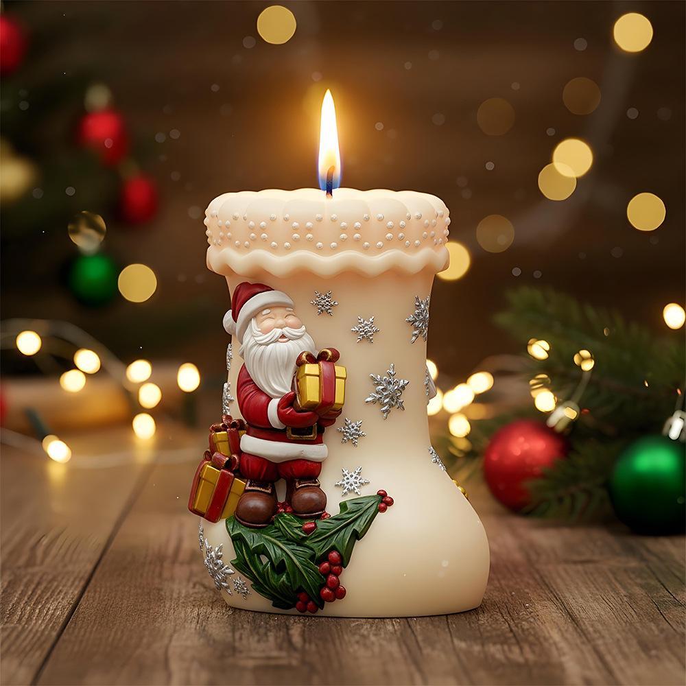 Holiday Stocking Silicone Mould Adorable Santa Claus Candle Mold Christmas Gift Mold Easy To Demold For Scented Ornament Making