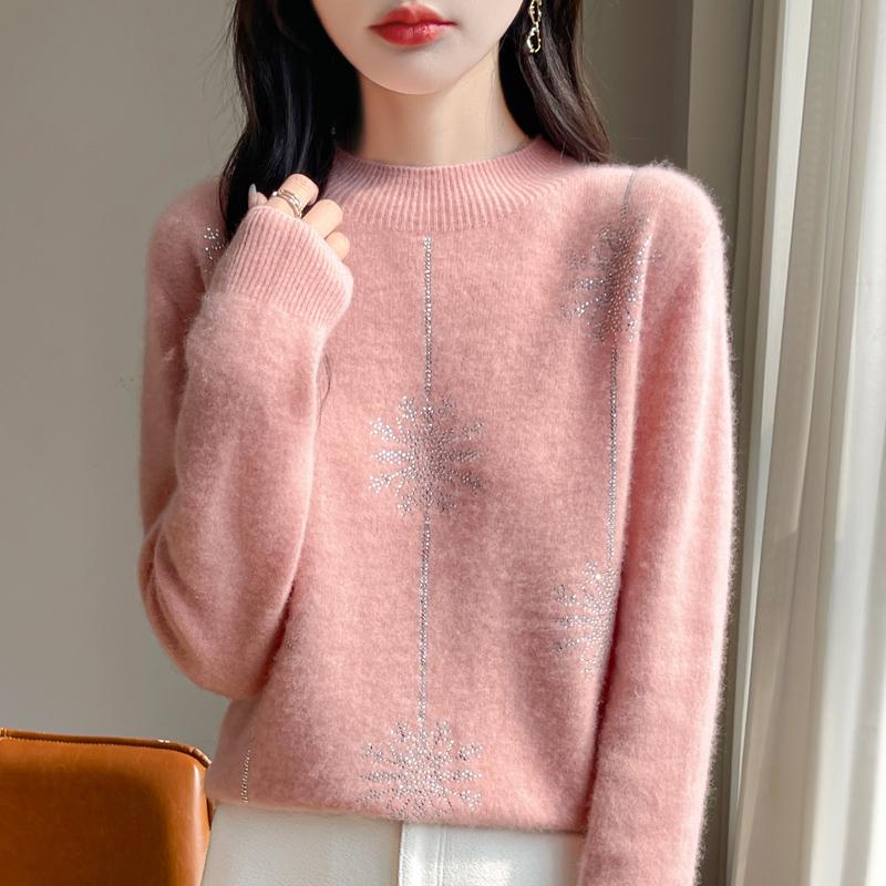 Women's Cashmere Sweater Qinghe Cashmere 30% Cashmere 70% Wool Autumn and Winter Pullover Warm and Fashionable
