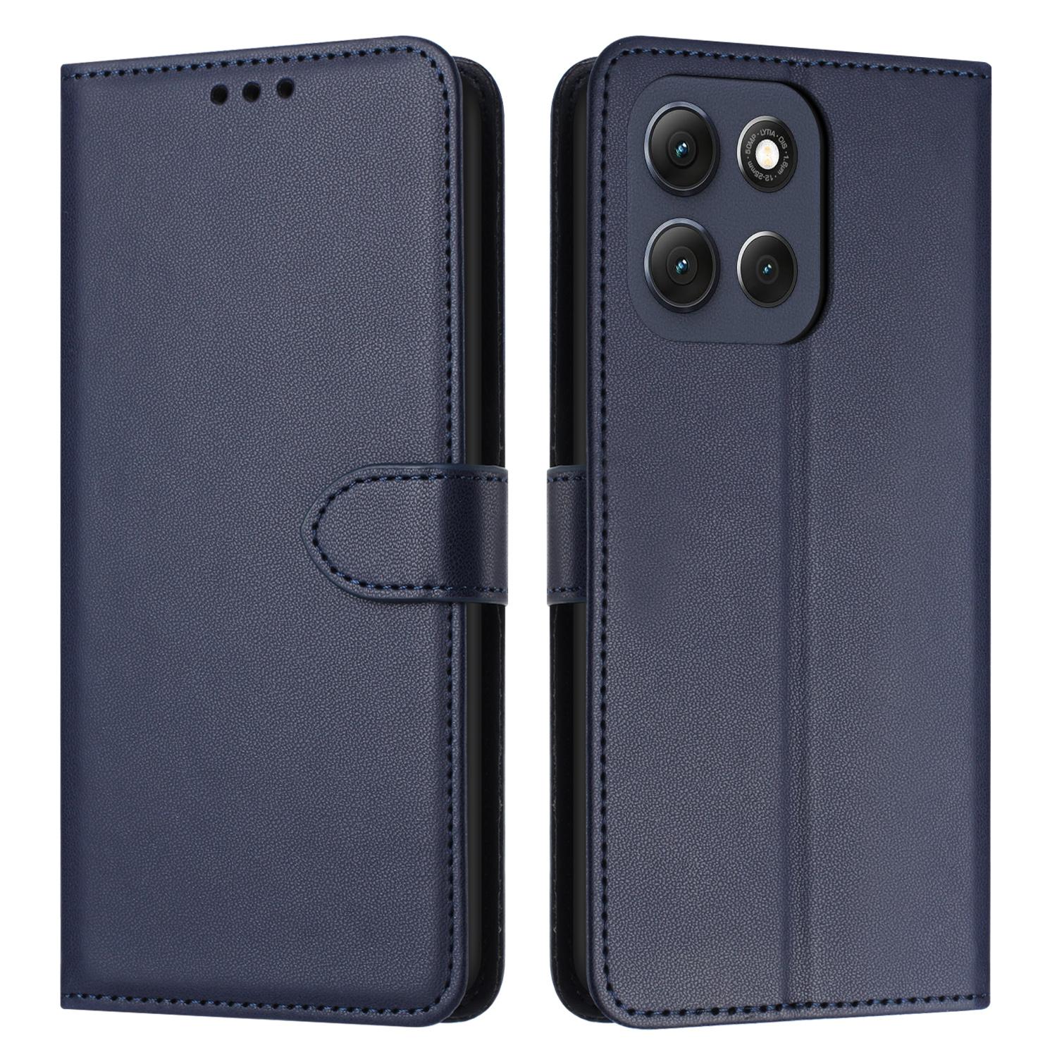 

For Motorola Moto G56 5G Case Stand Wallet Leather Phone Cover with Strap Blue