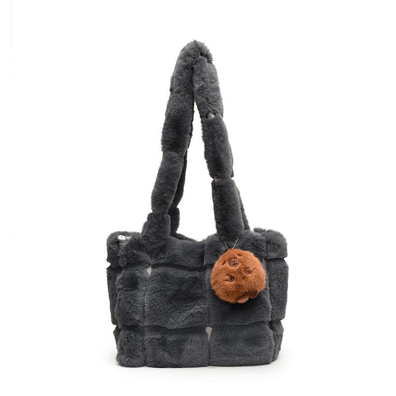 Large Capacity Plush Bag Women'S Plush Tote Bag Commuter Shoulder Bag