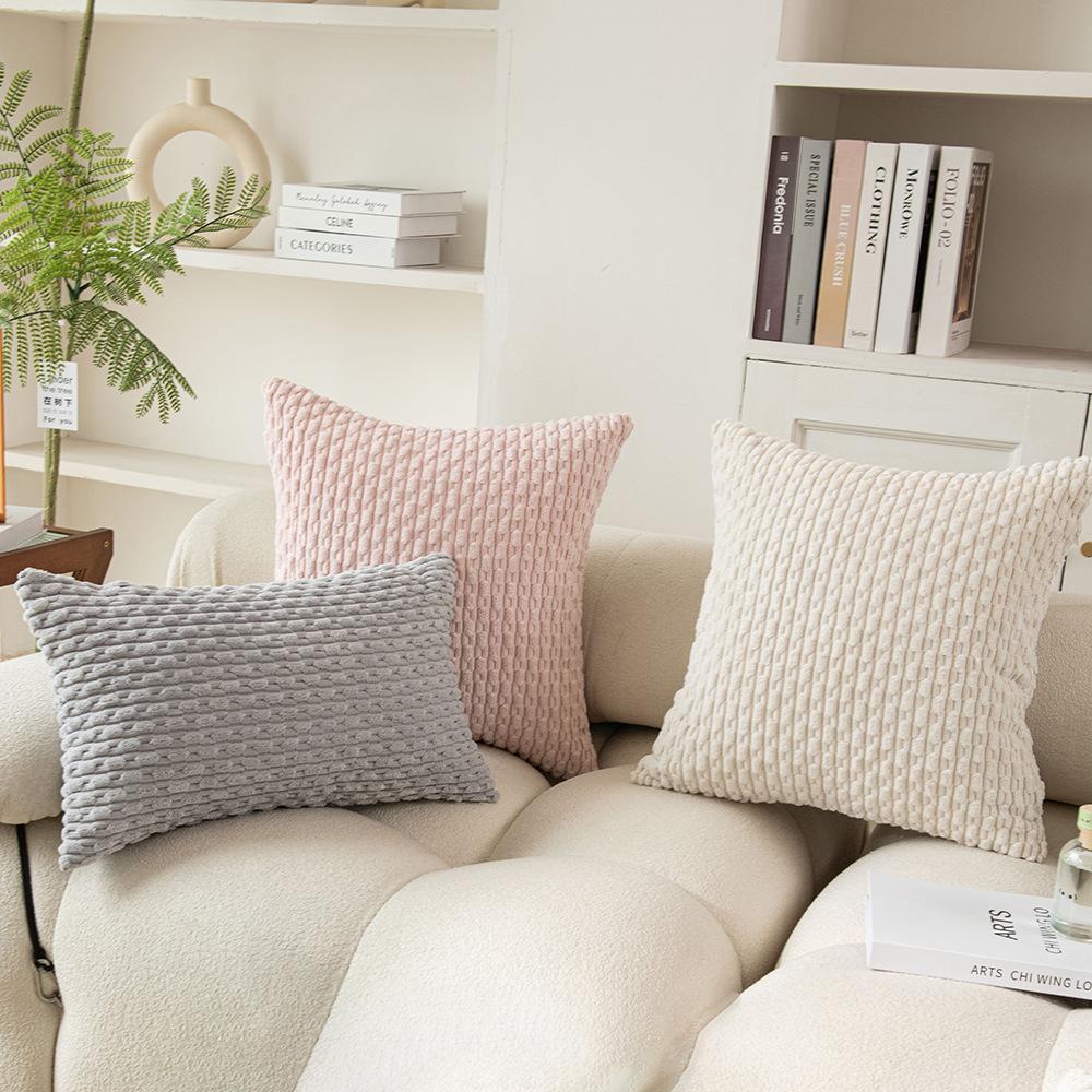 Modern Simple Sofa Pillow Cover Corduroy Short Pillow Solid Color Living Room Bedroom Decorative Cushion Cover Cushion Cover