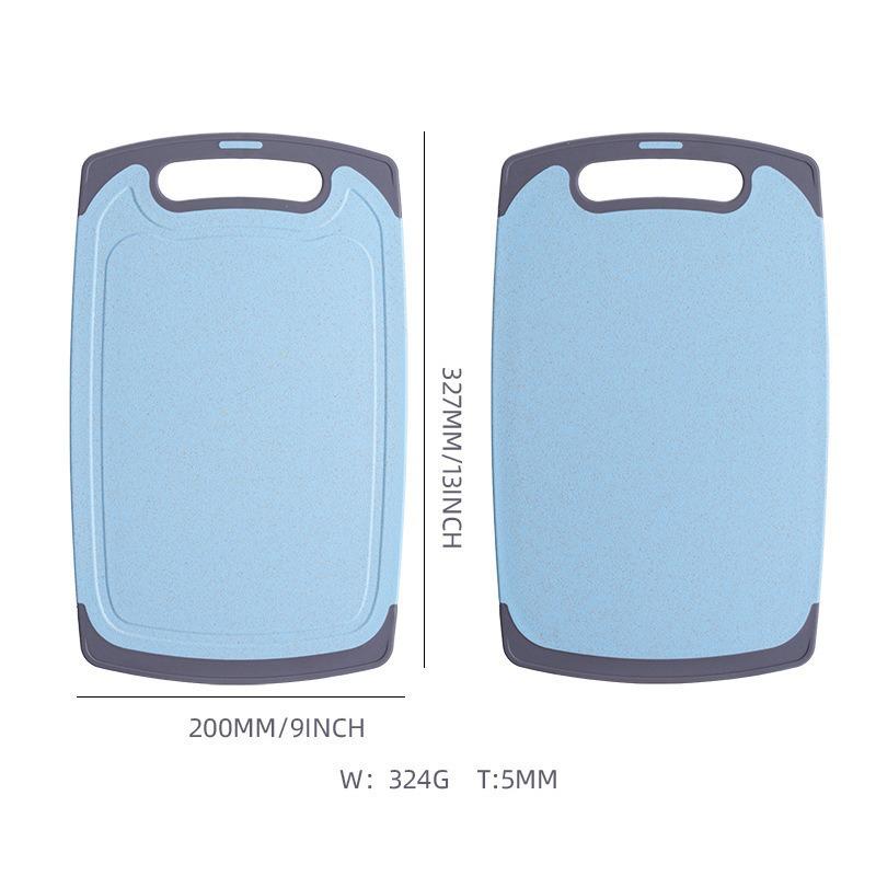 Double-Sided Non-Slip Wheat Straw Cutting Board with Wrapped Handle for Kitchen and Outdoor Use