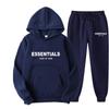 American Trendy Brand Men's Fleece-Lined ESSENTIALS Hoodie and Sweatpants Set for Autumn/Winter