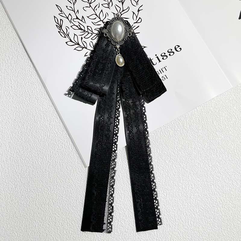 

Темперамент Бант Кружево Длинная Лента Корсаж Корейская Сладкая Брошь Булавки для Воротника Рубашки Траурная Брошь Ювелирные Изделия для Галстука чёрный