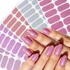 8Sheets Glitter Full Cover Nail Polish Stickers Sparkly Solid Color Nail Art Wraps Set