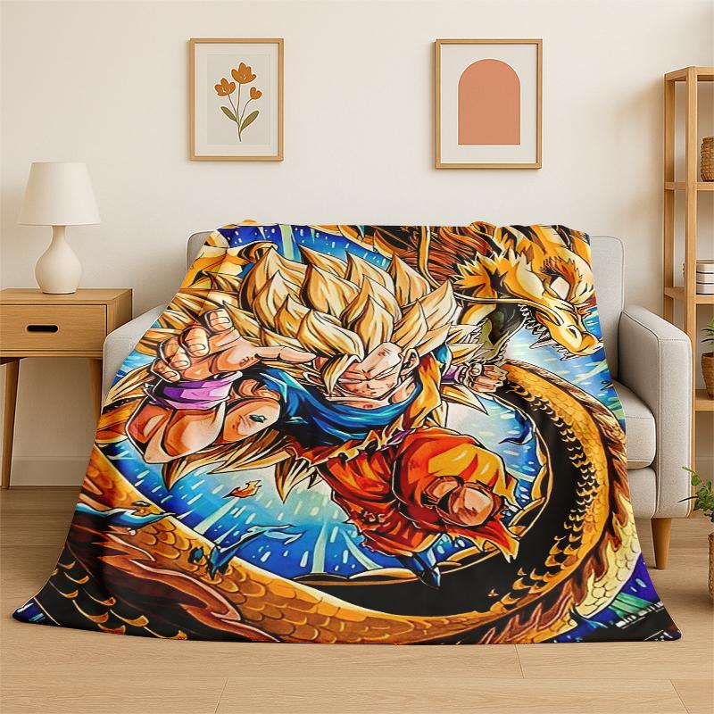 

Мультяшное одеяло из фланели Dragon Ball Аниме Игра Мягкое Теплое Плед для Спальни Гостиной Кровати Путешествия Кемпинга Пикника Ребенка 75x90cm