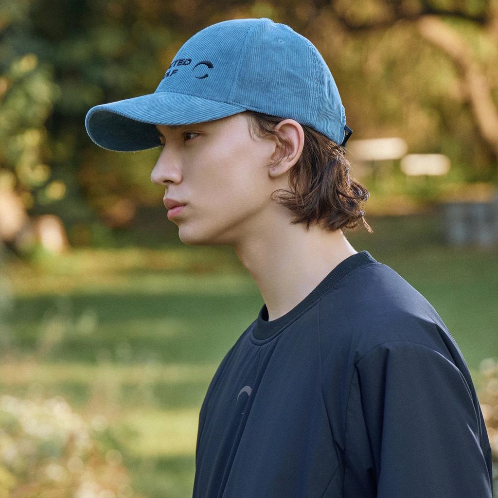 CHALLENGER Embroidered Logo Point Fleece-Lined Corduroy Ball Cap Blue