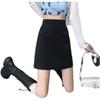 2025 Summer Black High-Waist A-Line Skirt - Anti-Exposure, Slim Fit, Versatile, Plus Size
