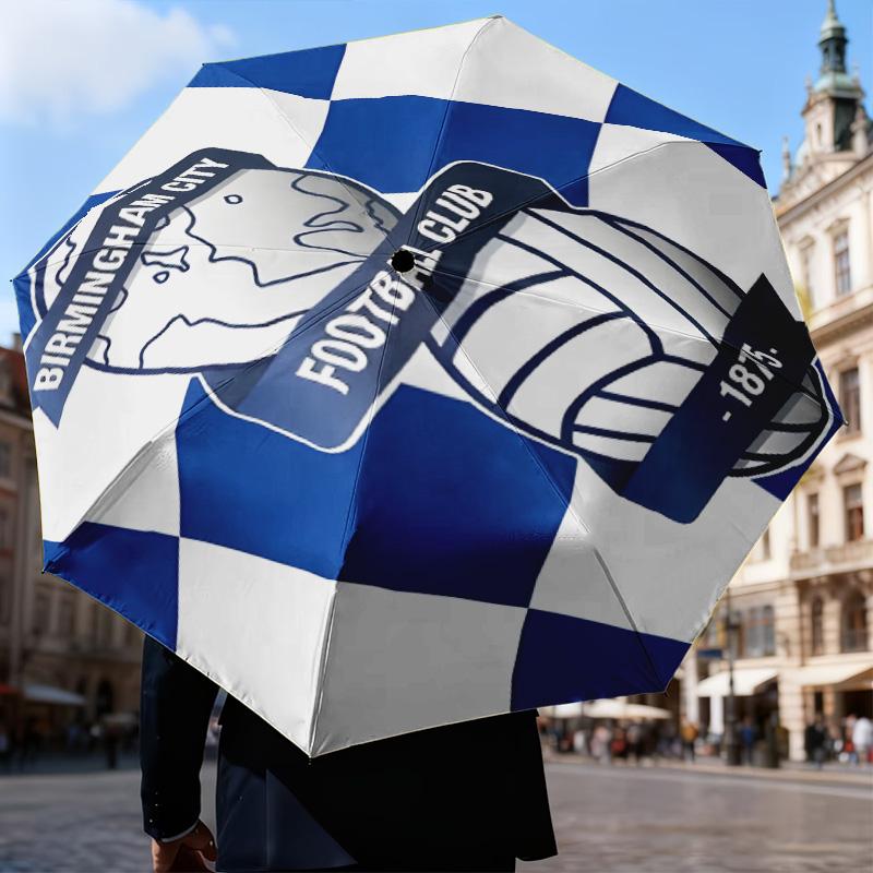 1PC Birming-ham Football Club Printed Umbrella Folding umbrella, automatic umbrella 8-Frame for Travel, camping Fan gifts Christmas Gifts