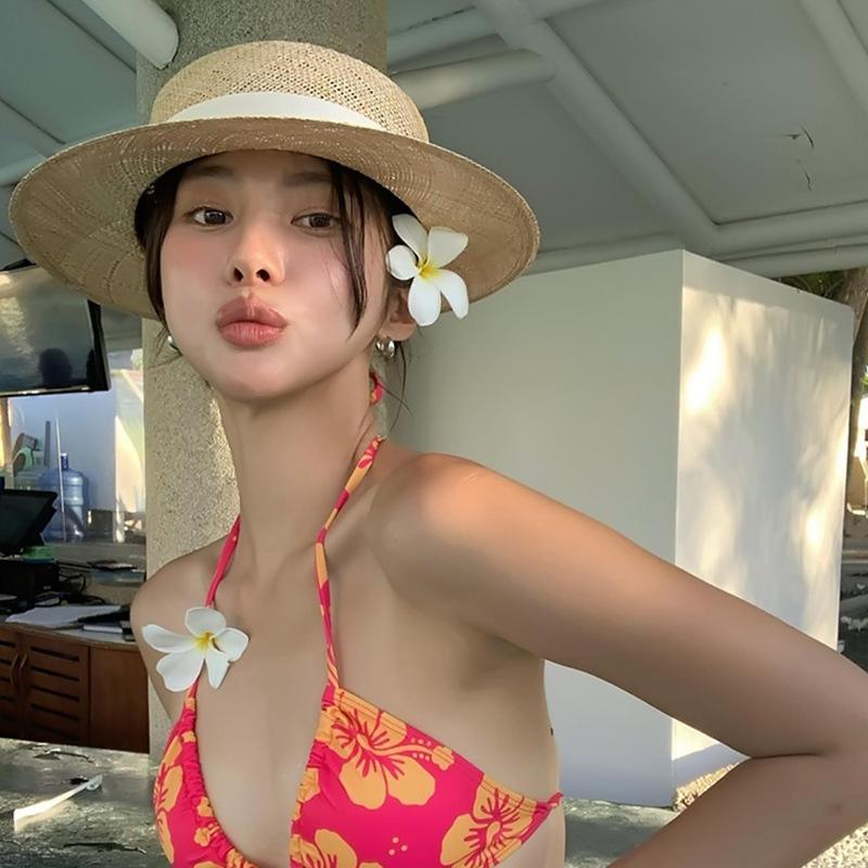 New Baocao Woven Flat Straw Hat Women's Sunshade Sun Hat Holiday British Fashion Top Hat