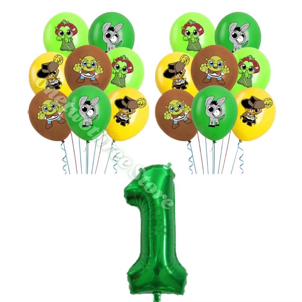 Monster Shrek Birthday Party Decoration Prince Donkey Green Princess Balloons Cup Plate For Kids Baby Shower Party Favor Gifts