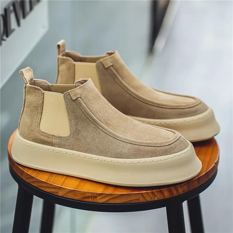 High Top Sneaker Men Designer Winter Plush Warm Snow Boot Fashion Casual Leather Upper Height Increased Flat Platform Board Shoe