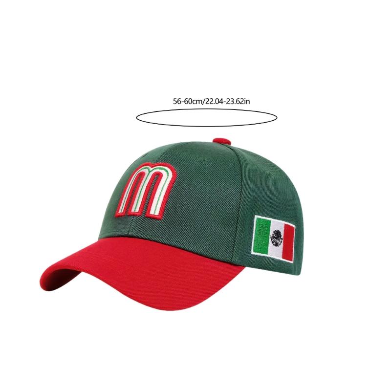 Mexico M Letter Embroidered Baseball Cap Adjustable Cotton Polyester Blend Sunhat For Men Women Kids