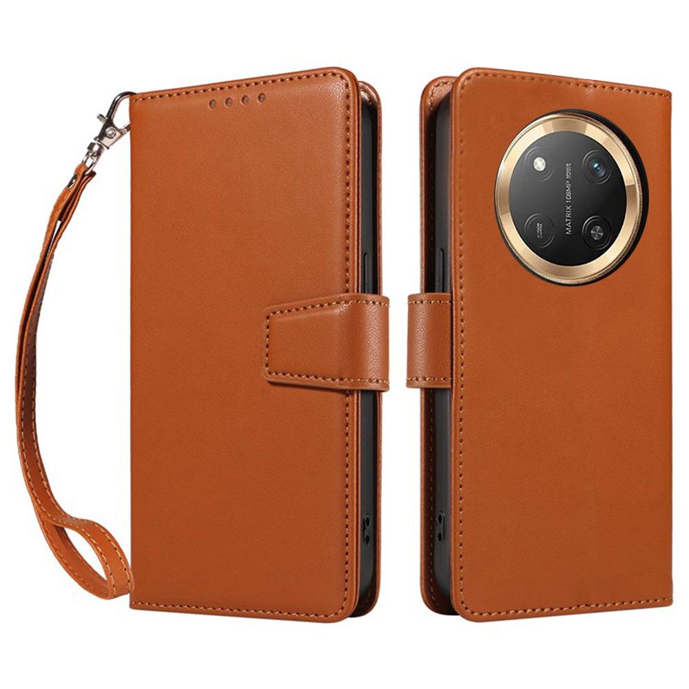 For Honor X60 Pro 5G/X9c 5G Case RFID Blocking Leather Wallet Flip Phone Cover with Wrist Strap