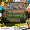 2D Pastoral Mountain Meadow Cow Print Wall Hanging