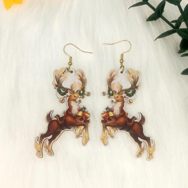 Креативные рождественские деревянные серьги с Санта-Клаусом и оленями