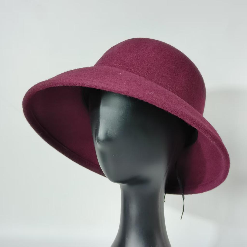 Woman Fisherman Hat Autumn Winter Pure Wool Pearl Wool Hat French Hepburn Retro Elegant Felt Hat Church Hat Dome Fishermen Hat