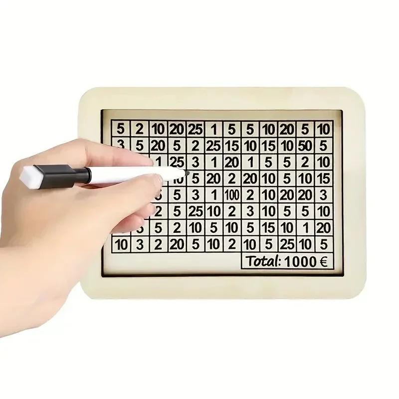 Sparbössa, Spargris, Träsparbössa, Återanvändbar sparbössa med sparmål och siffror att kryssa för hjälper till med sparvanan