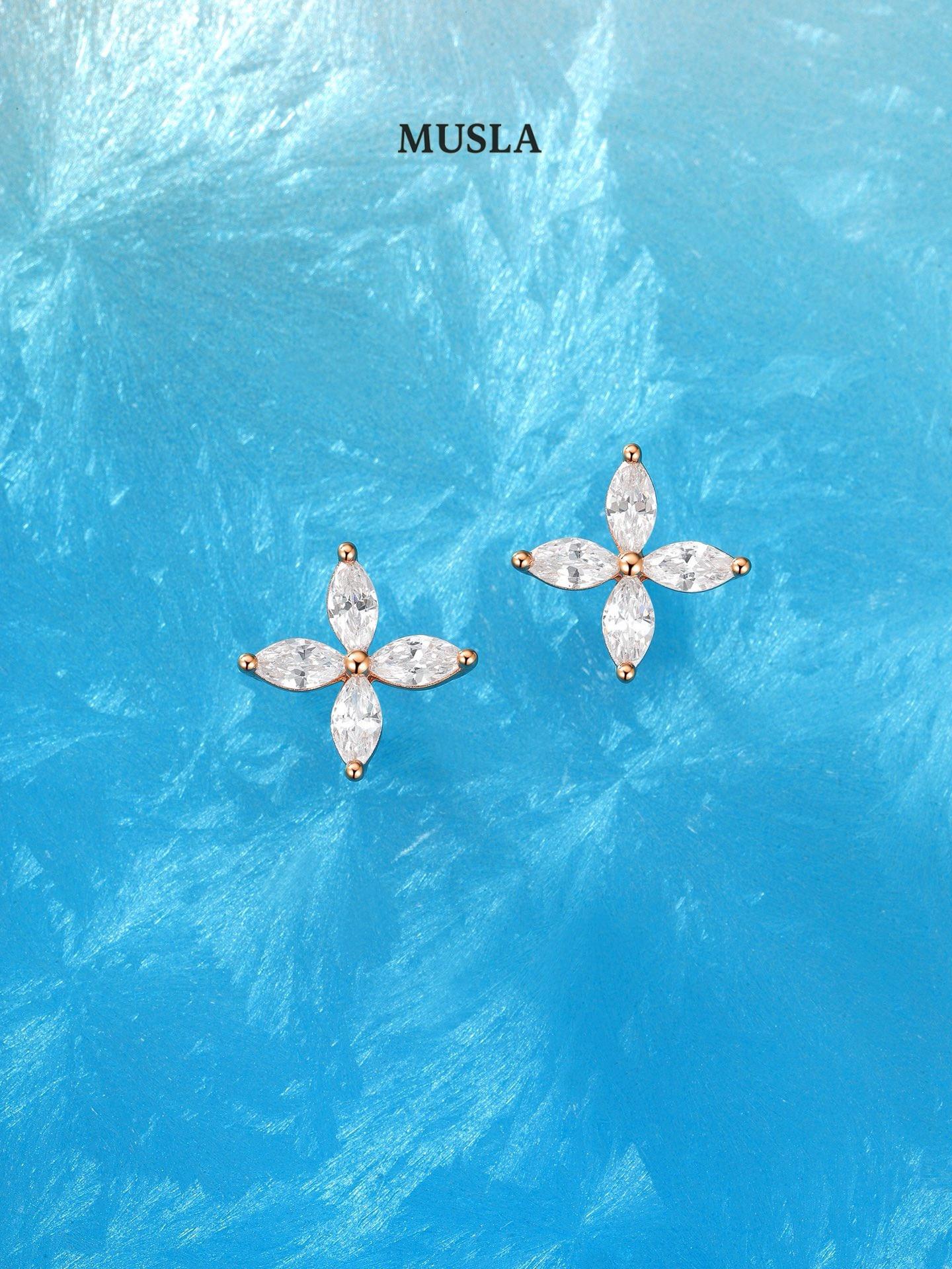 

Musla Design Ювелирные изделия для женщин Модные серьги Серьги из стерлингового серебра 925 пробы Модные серьги-пусеты с цирконом