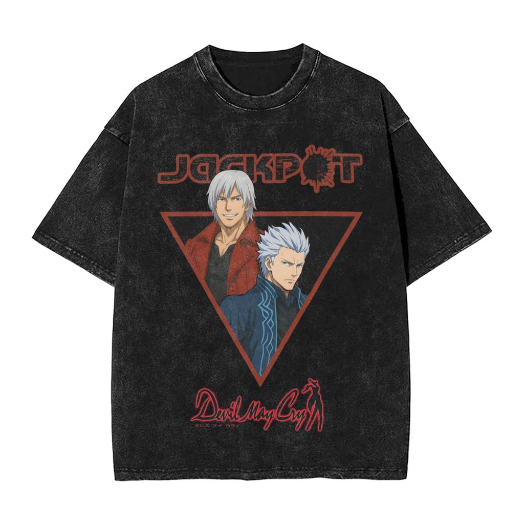 Dante Game DMC Devil May Cry T Shirts Manga Graphic Washed Streetwear TShirts Short Sleeve Tee Shirt for Men Women Clothing