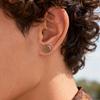 Vnox Hypoallergenic Stainless Steel Stud Earrings for Men, Small Round Natural Tiger Eye/Turquoise/Agate Stone Fashion Jewelry