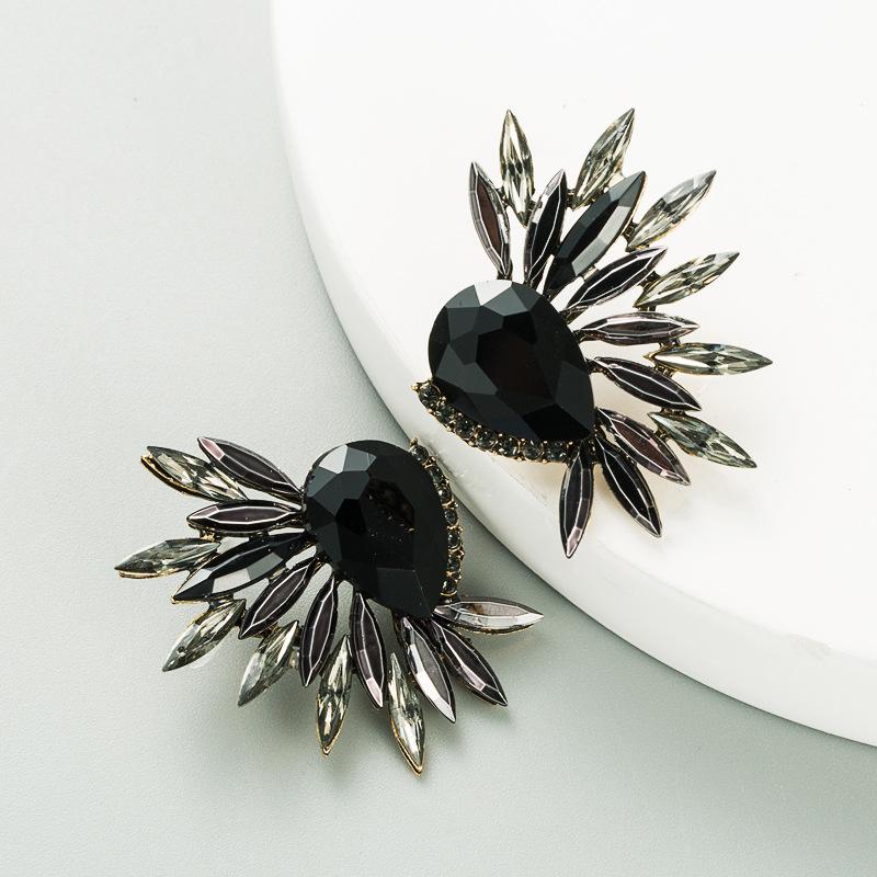 

Женские простые серьги-капли из титанового стального сплава, серьги-подвески, акриловые красочные травяные кристаллы в форме капель воды, геометрические украшения для ушей OneSize чёрный