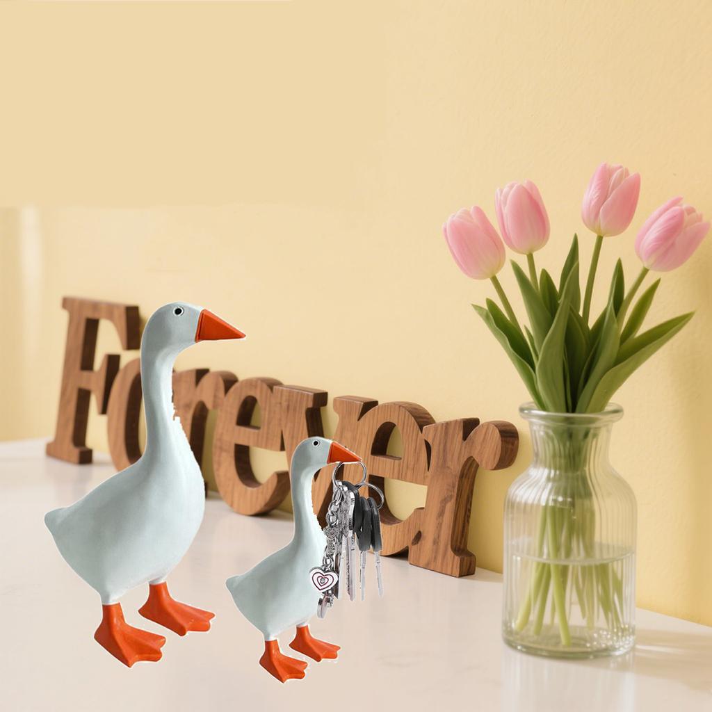 Figuren Gans Schlüsselanhänger, Harz Gans Statue mit Sockel für Schlüsselanhänger, Lustiges Schlüsselanhänger Hängeregal für Heim-Büro Tischdeko