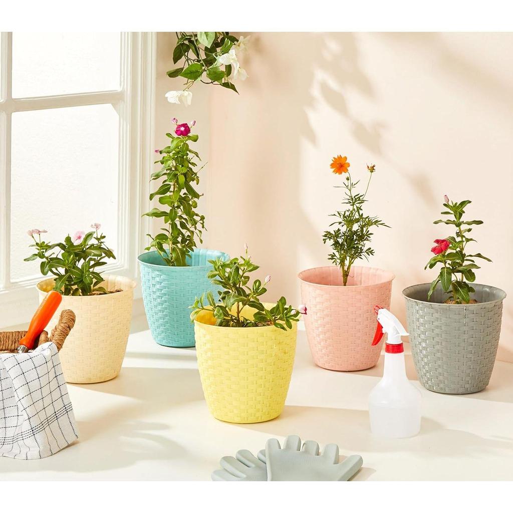 100% Virgin Plastic Round Pots for Plants|Unique Design|Indoor and Outdoor Flower Pot for Home/Office/Table/Garden