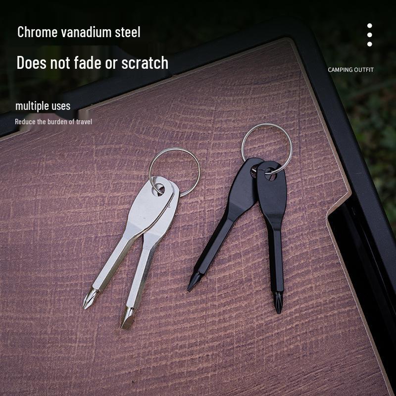 Portable Flathead & Phillips Screwdriver Keyring: Compact EDC Multifunctional Tool for Outdoor Use