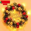 Christmas Wreath Merry Christmas Front Door Ornament Wall Artificial Pine Garland for Party DGreenr