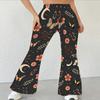Pantaloni a zampa casual a vita alta da donna, Pantaloni a campana Streetwear con stampa floreale