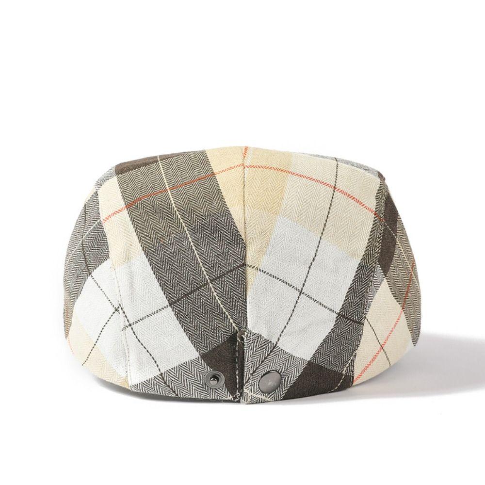Colorful Plaid Dot Beret Checkered Pattern Retro Painter Hat Personality Forward Cap Ladies