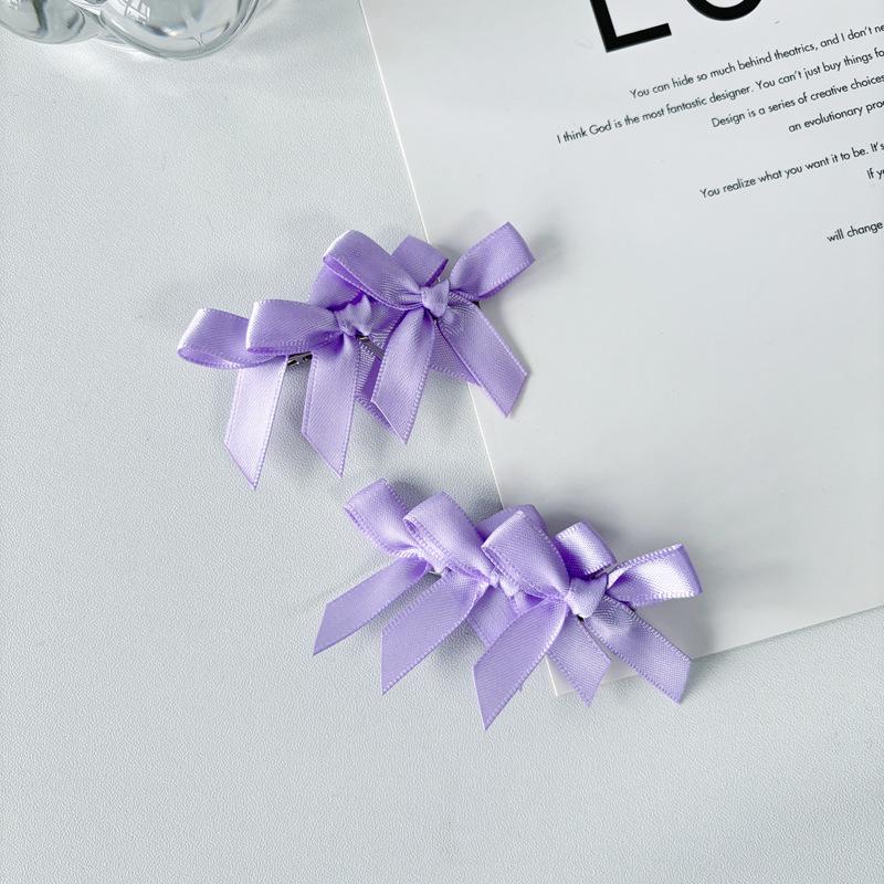 Celebrity Style Bowknot Ribbon Hair Clip with Wispy Bangs and Side Clips