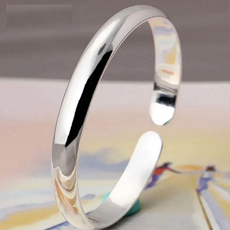 Silver Cuff Polishing Retro Bracelet Bangles For Women Party Wedding Jewelry Accessories Argent