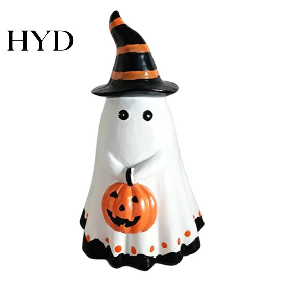 Fall Farmhouse Decor Halloween Ghost Ornament, Cute Tabletop Sculpture, Durable Resin Indoor Table for Home Party Festive Shelf Centerpiece Ghost