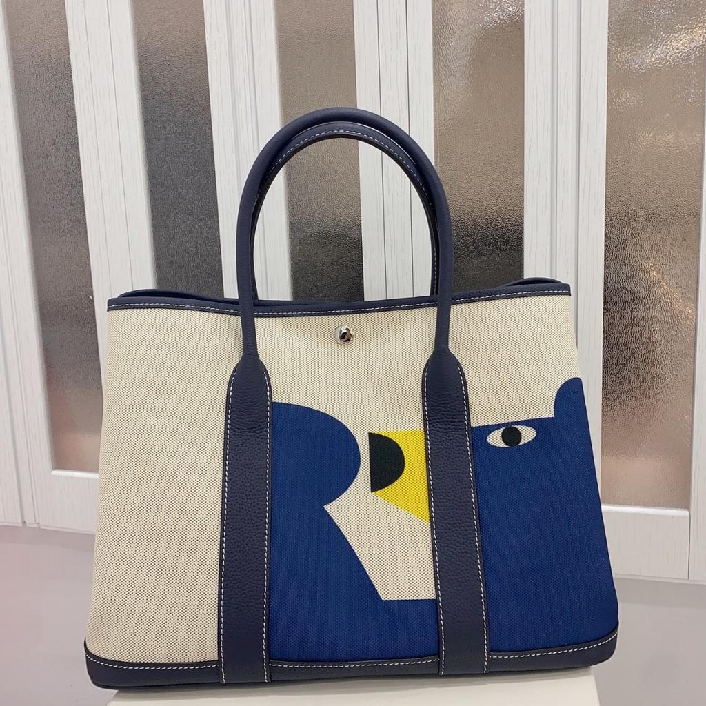 2025 Canvas With Top Layer Cowhide Women's Bag Garden Handbag Large Capacity Leather Contrasting Single Shoulder Tote