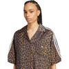 adidas Originals Classic Sports Series Bequemes Polo Lockeres Gestreiftes Leopardenmuster Kurzarmhemd Damenhemden Layered-Bronze KA2678
