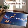 Custom Rug Kylian Mbappe Pattern Print Name Text Soft Non‑Slip Floor Carpet for Home Indoor Decoration