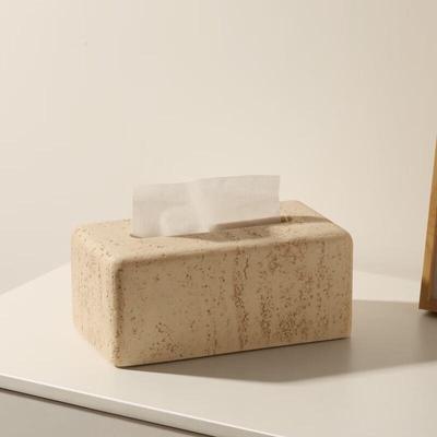 Mingling Light Luxury Travertine Look Tissue Box